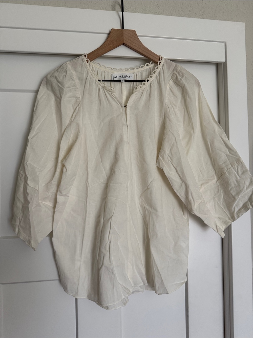 Apiece Apart Ivory Puff-Sleeve Top